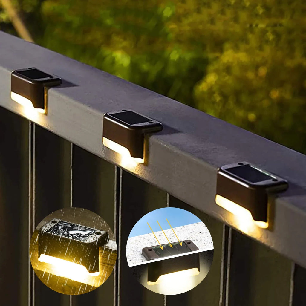 Solar Led Outdoor Garden Stair - Waterproof Solar Powered Deck Lamps